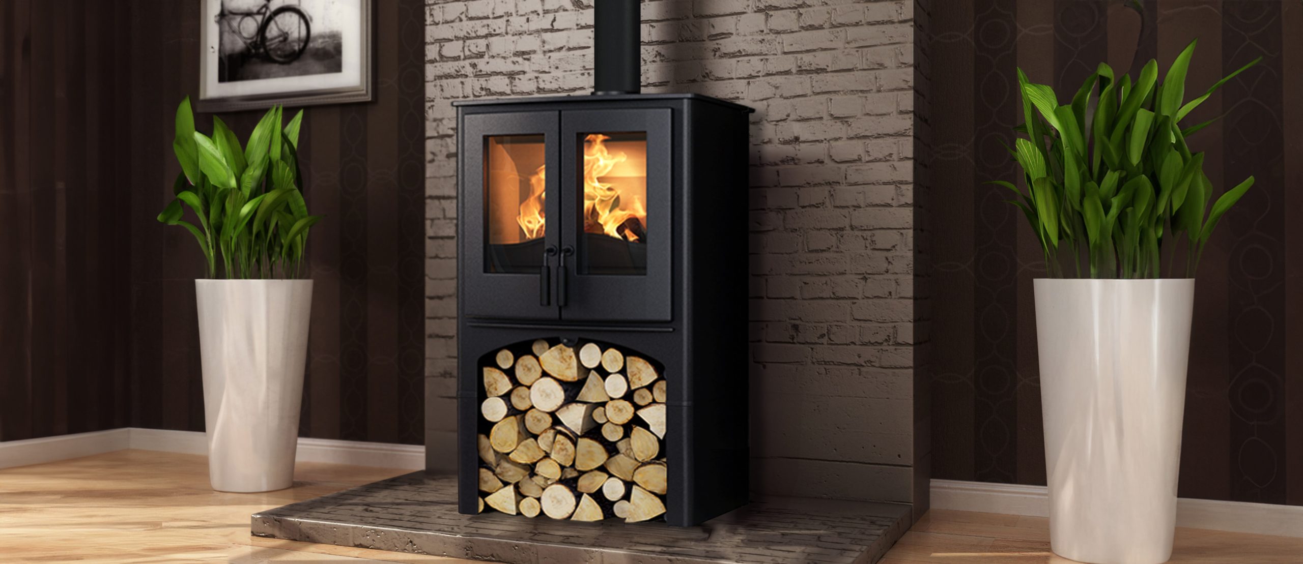 Nordic Fire LODGE CV met verhoogd houtvak - Afbeelding 2