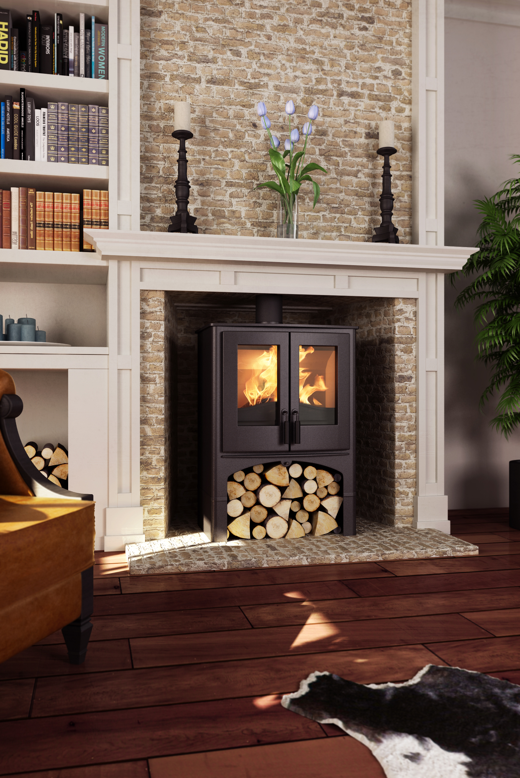 Nordic Fire LODGE CV met houtvak