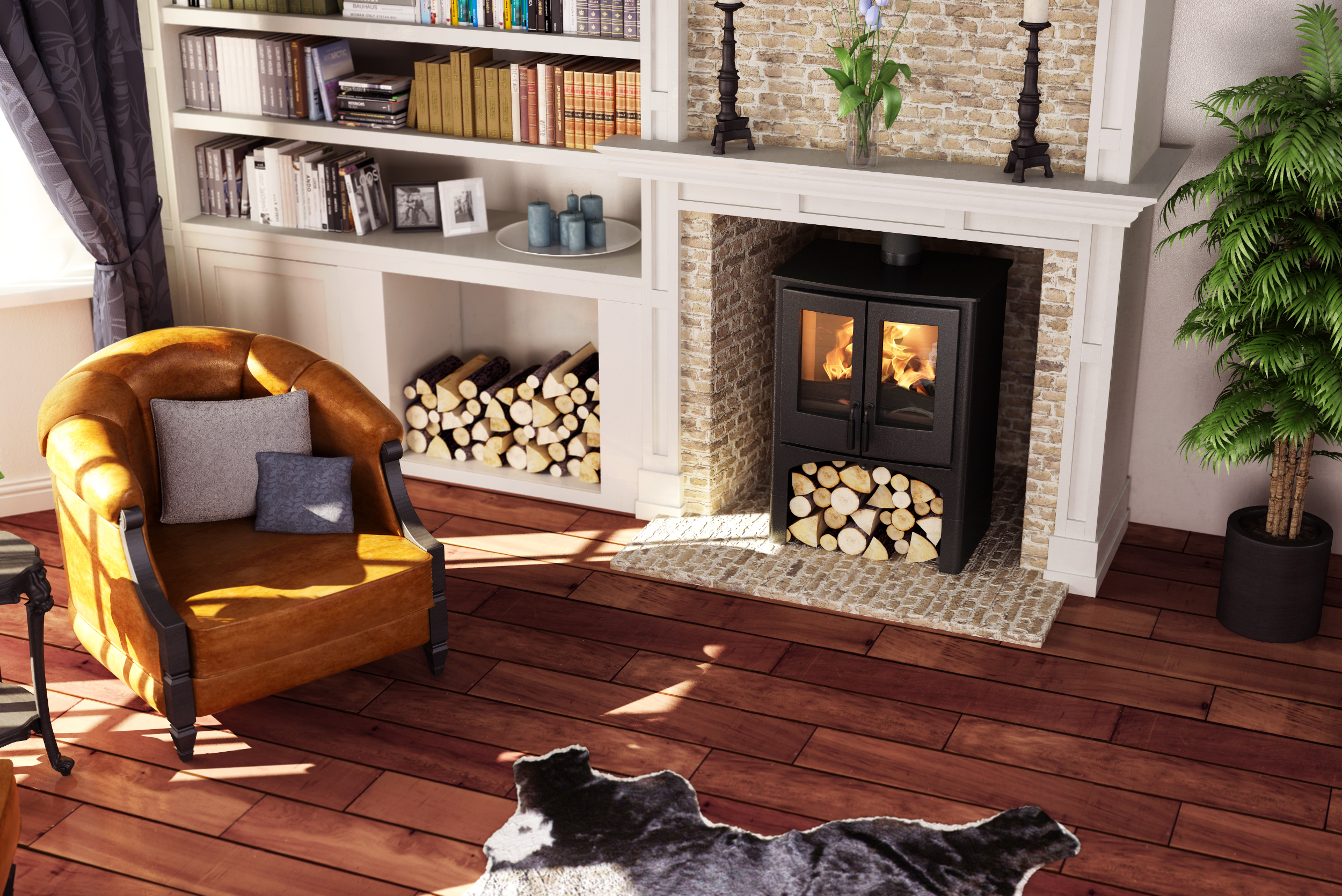 Nordic Fire LODGE CV met houtvak - Afbeelding 2